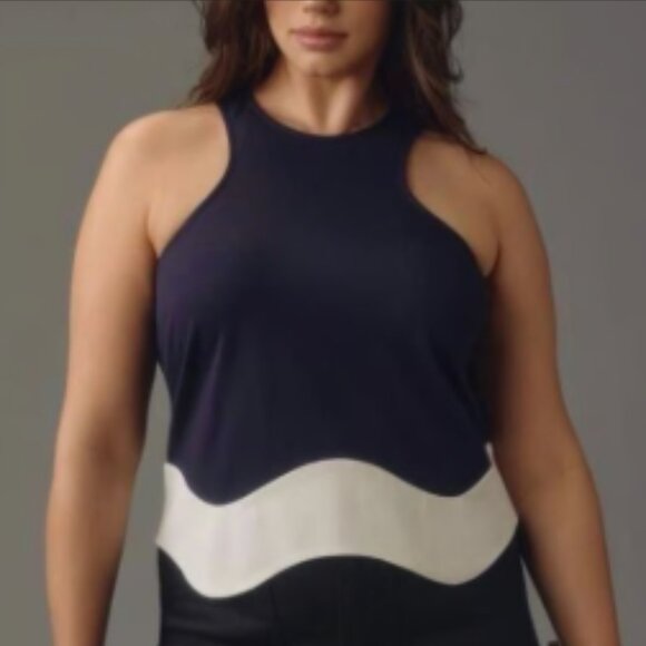 Brand New Sunday In Brooklyn Colourblock Scalloped Hem Tank Top - Picture 1 of 7